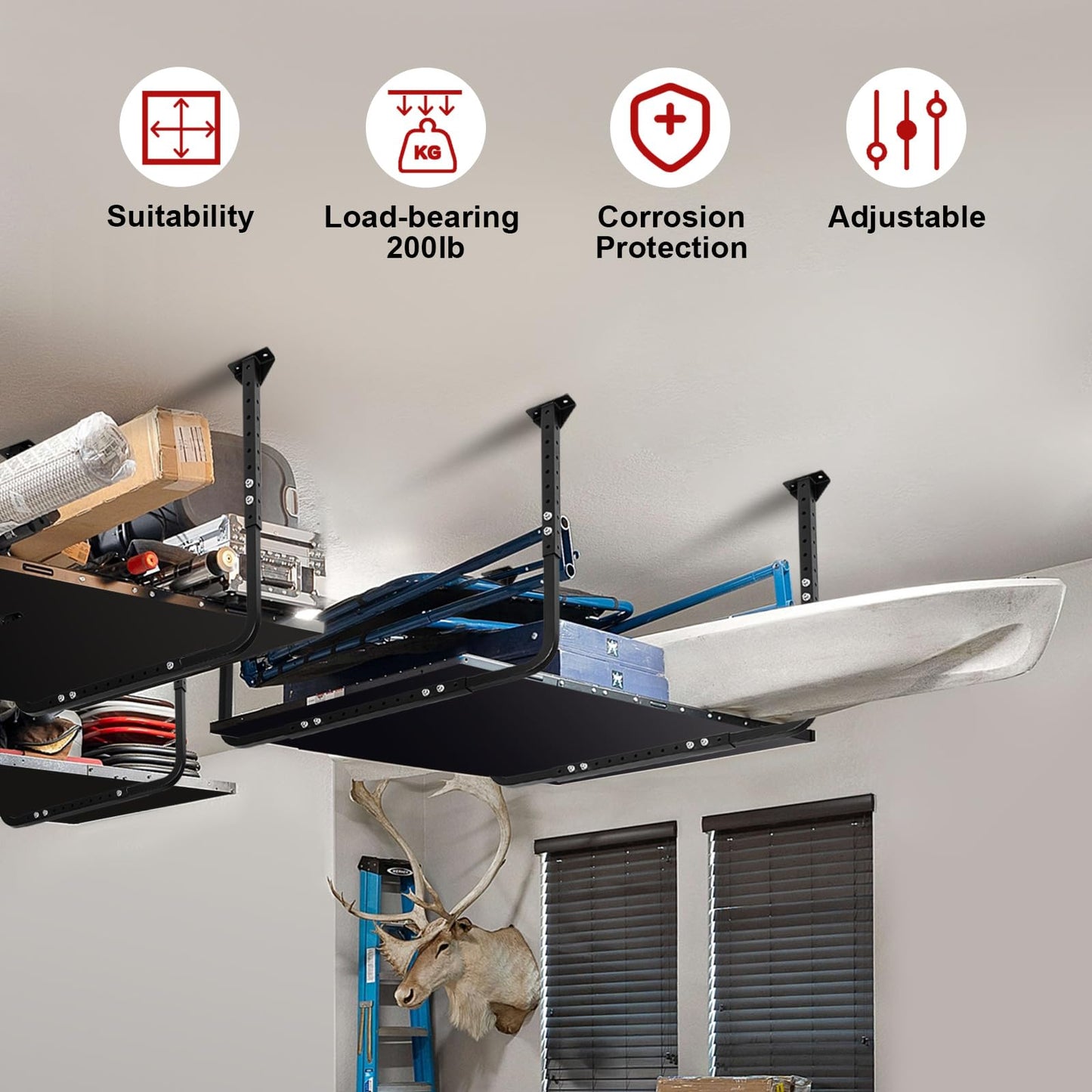 Colinktool Adjustable Ceiling Storage Racks, Overhead Storage Bracket, Heavy-Duty Shelves, 33 in. x 34 in, 200lbs Weight Capacity for Garage