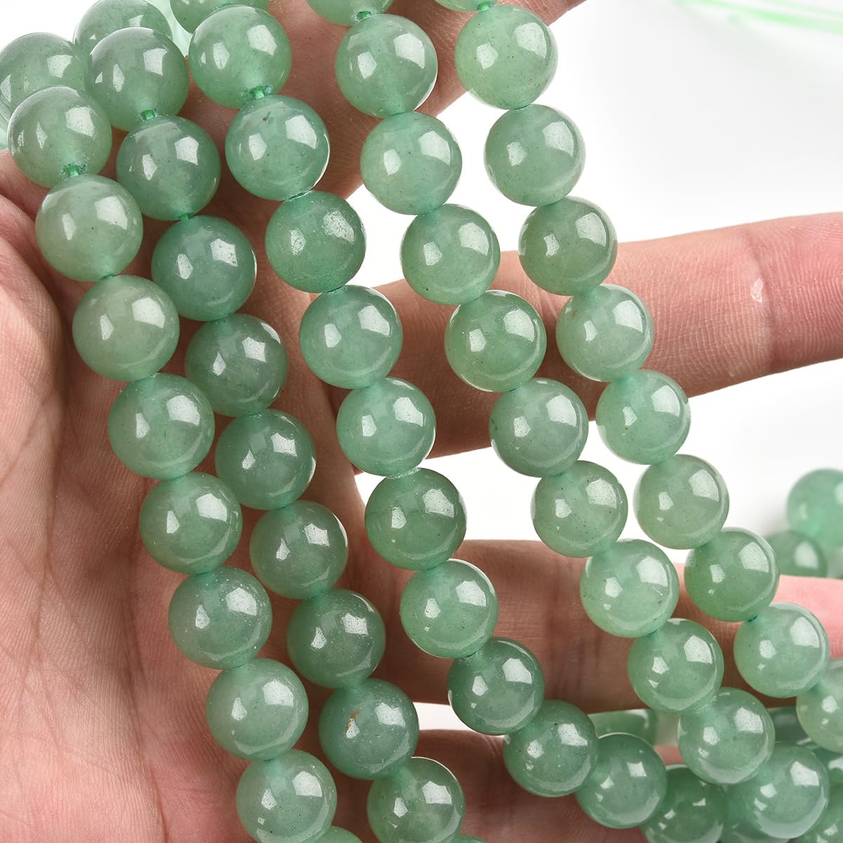 10mm Natural Green Aventurine Bead Round Semi Precious Gemstone Loose Beads for Jewelry Making 15"(35-38pcs/strand)