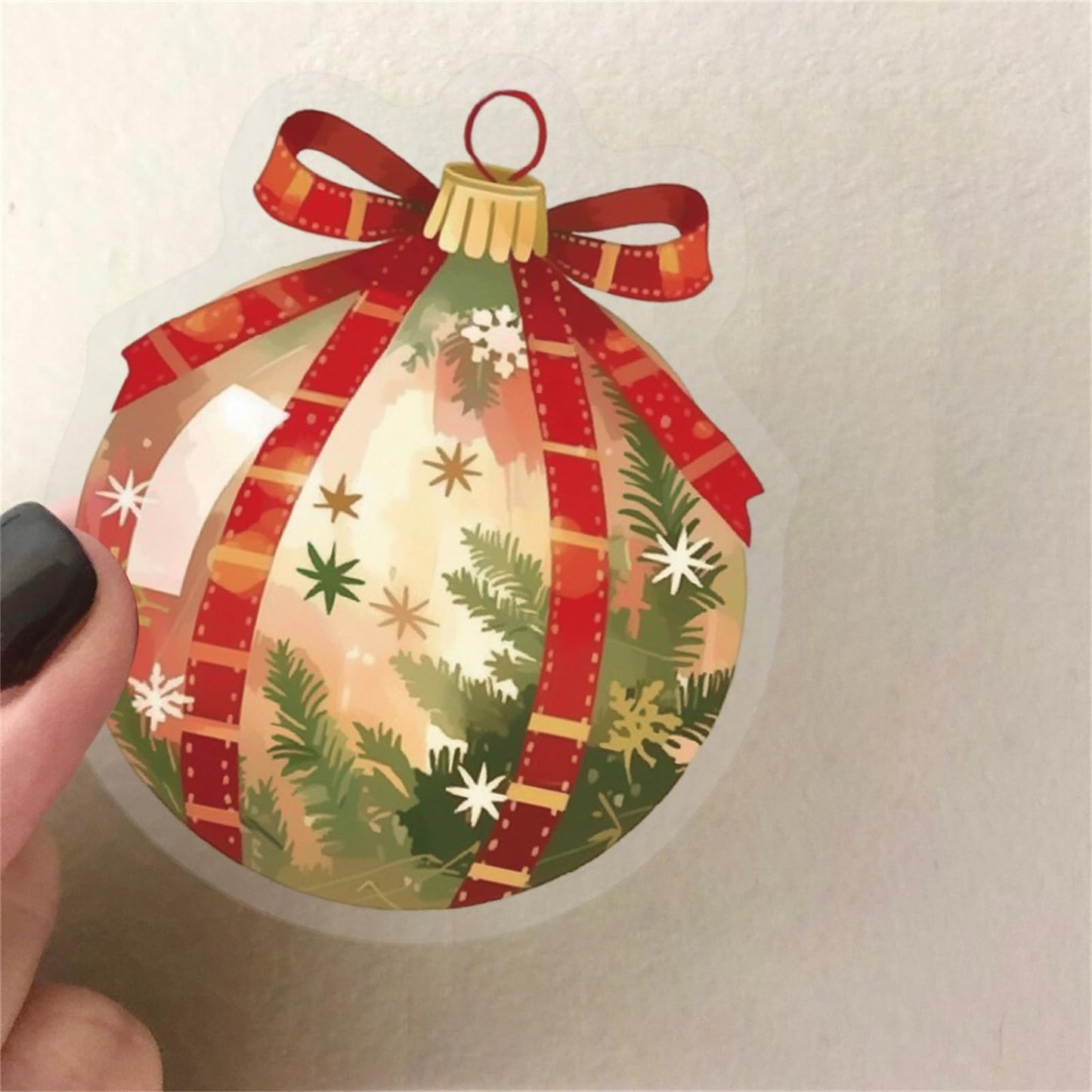 50 Pieces Christmas Themed Transparent Stickers for Scrapbooking, Ornament Ball Self-Adhesive Scrapbooking Stickers Supplies Journal Stuffers for Adult Card Making Letters DIY