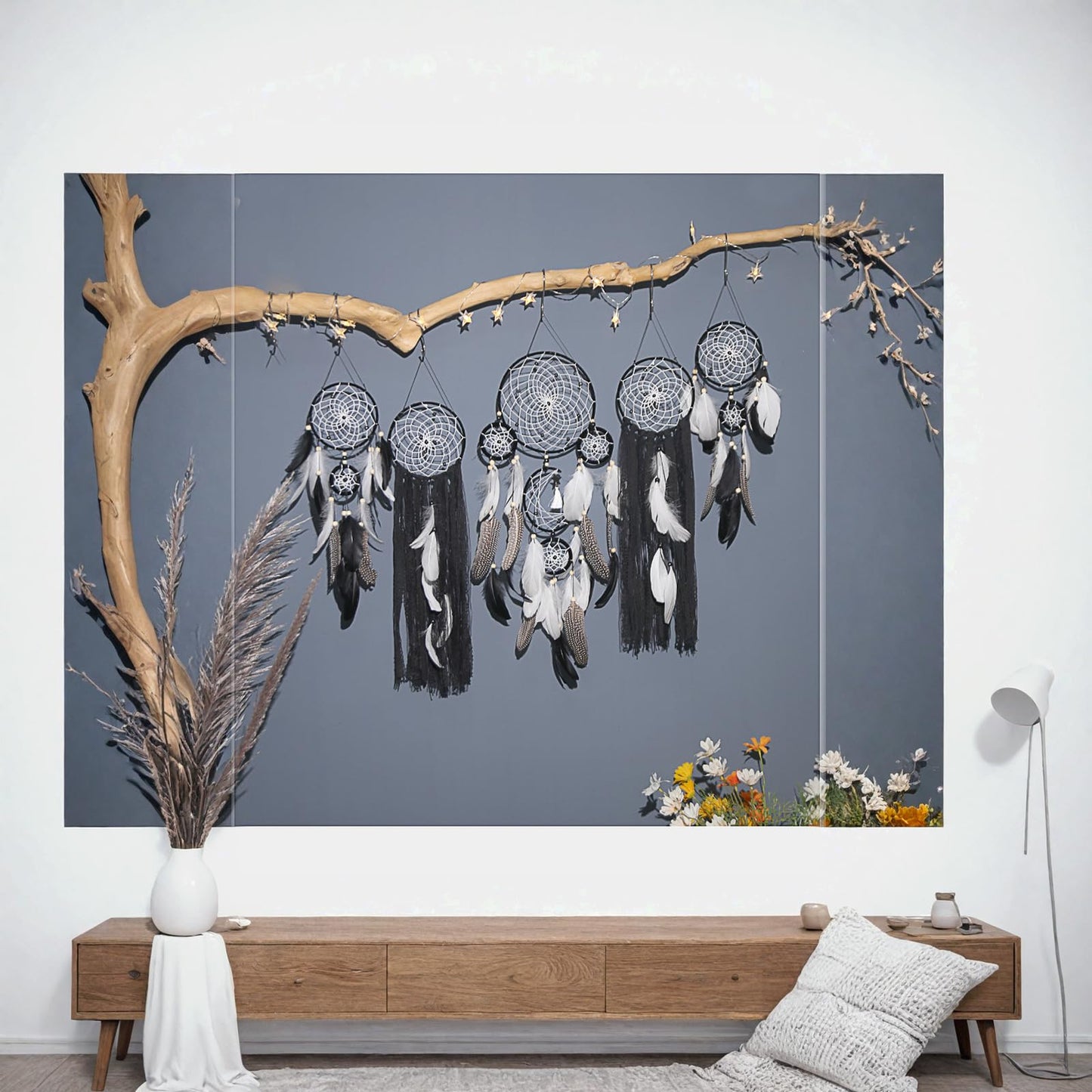 Dream Catcher Wall Decor,Large Boho Dream Catcher with Luxurious Feathers & Beads, Handmade Wall Hanging for Bedroom,Living Room, Gift Ready for Girls & Adults (Camel)