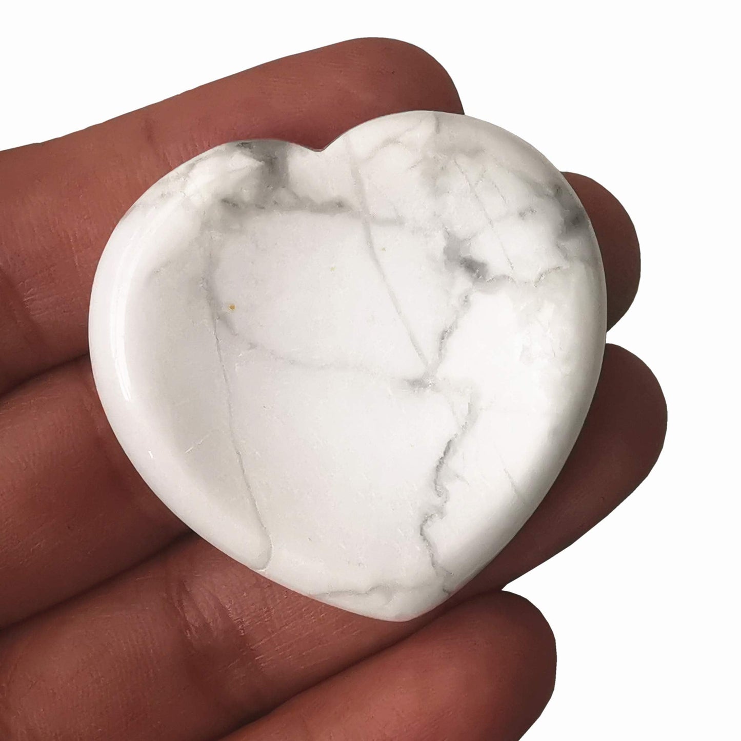 Bacatgem Natural White Howlite Turquoise Heart Chakra Thumb Worry Stone,Hand Carved Healing Crystal Shaped Stone for Anxiety Stress Relief Meditation