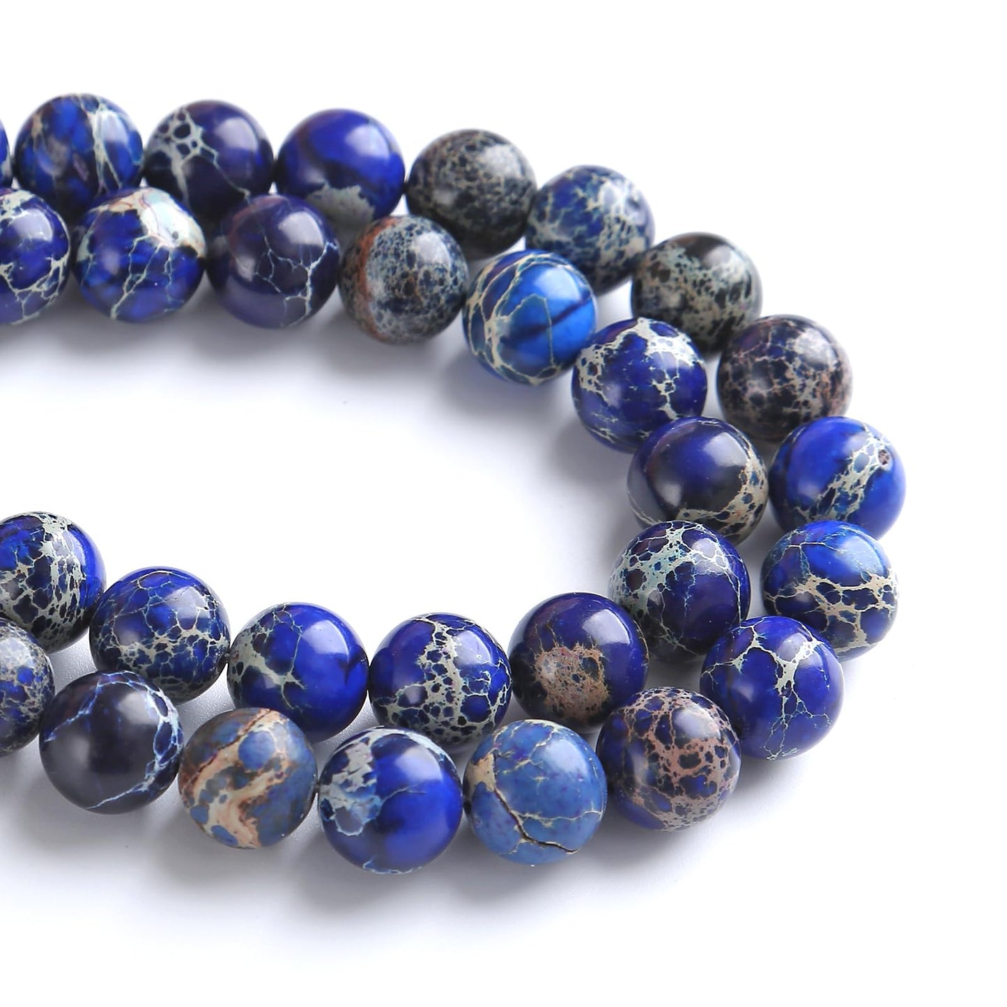8MM 45PCS Natural Stone Blue Sea Sediment Jasper Loose Beads for Jewelry Making DIY Bracelet