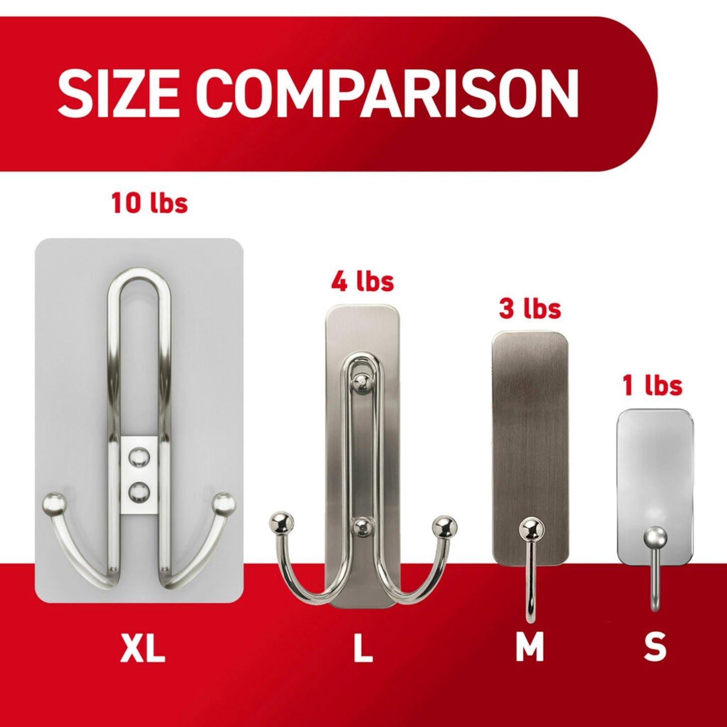 Command X-Large Satin Nickel Triple Hook, 1 Hook, 3 Strips, Damage-Free Hanging with Adhesive Strips, No Tools Wall Hook for Hanging Decorations in Living Spaces