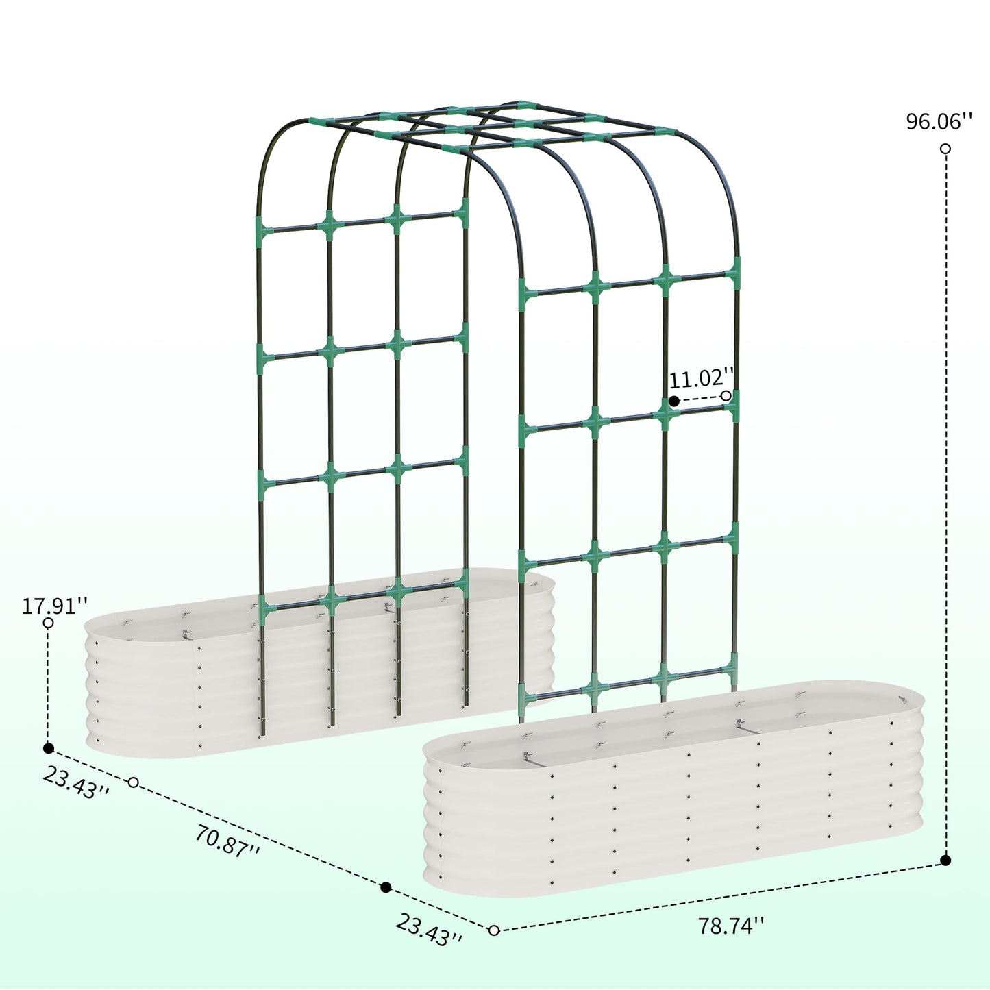GarveeHome Expandable Arch Trellis Raised Bed Kit – 95” Metal Garden System with Vertical Netting, Plant Ties, and Drainage Design for Vegetables, Flowers, and Vines (Rust-Proof Beige)