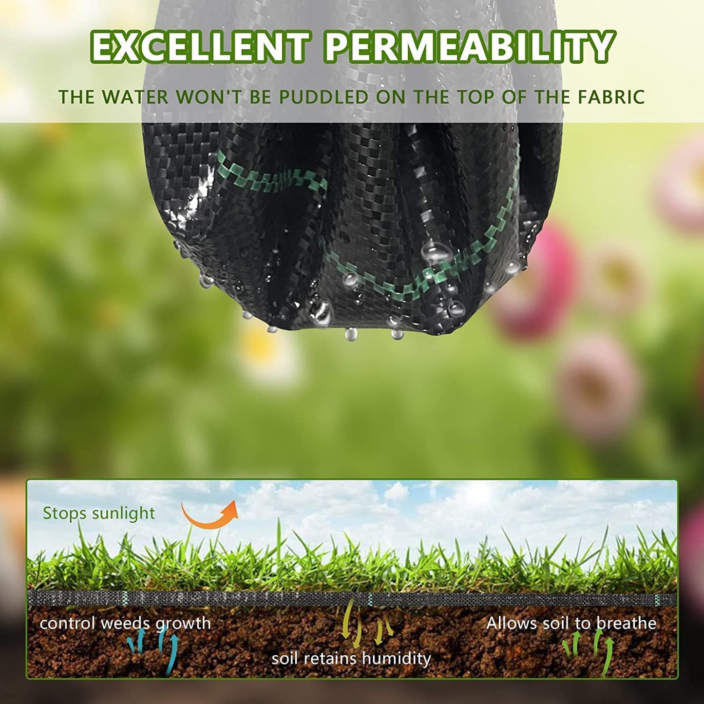 LGJIAOJIAO 4FT x 100FT Weed Barrier Landscape Fabric (2 Pack 4x50FT) - Premium Heavy-Duty 3.2oz Gardening Weed Control Mat with 30 U-Shaped Securing Pegs - Ground Cover for Gardening, Farming