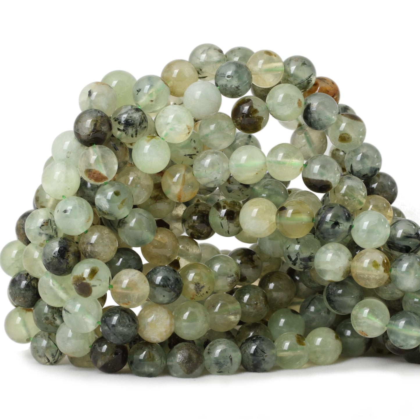CHEAVIAN 45PCS 8mm Natural Prehnite Gemstone Smooth Surface Round Loose Beads for Jewelry Making 1 String 15 Inches