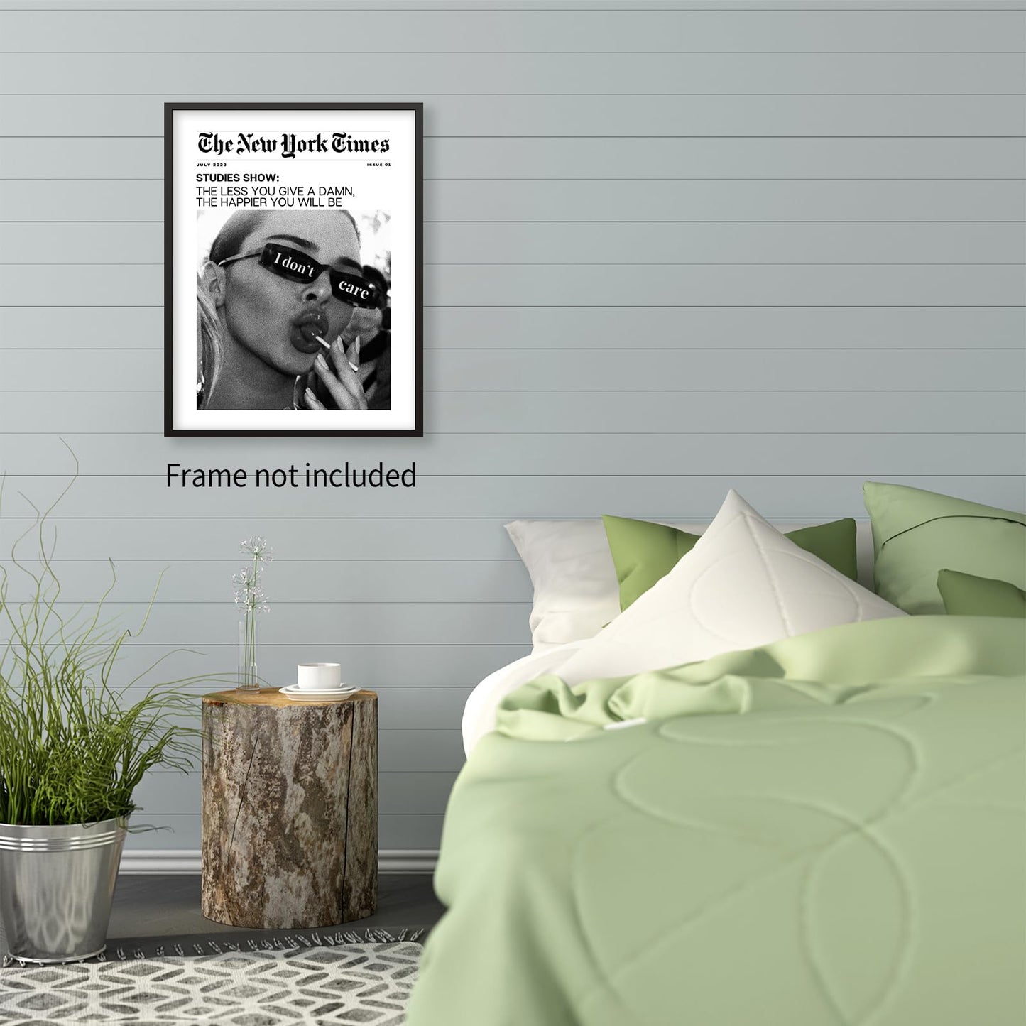 Heltrappe Vintage Black and White Newspaper Wall Art Trendy The New York Times Poster Funky I Don't Care Posters Room Aesthetic Canvas Prints 12x16 inch Unframed