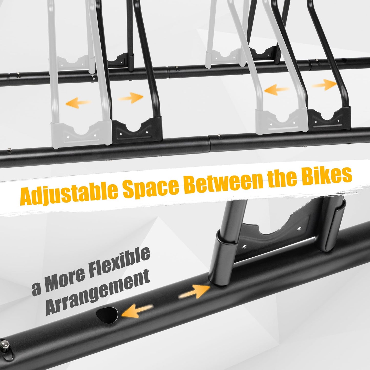 CyclingDeal Bicycle Floor Parking Rack Stand - for Mountain MTB Road Bike - Indoor Home Garage Storage - Adjustable 5 Bikes