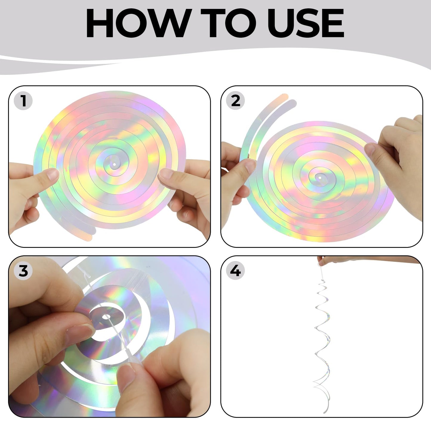 24 PCS Iridescent Hanging Swirl, Shinny Holographic Ceiling Decorations, Plastic Streamer Party Decorations with Double-Swirls and Single-Swirls for Birthday Decorations,Mermaid,Wedding, Baby Shower