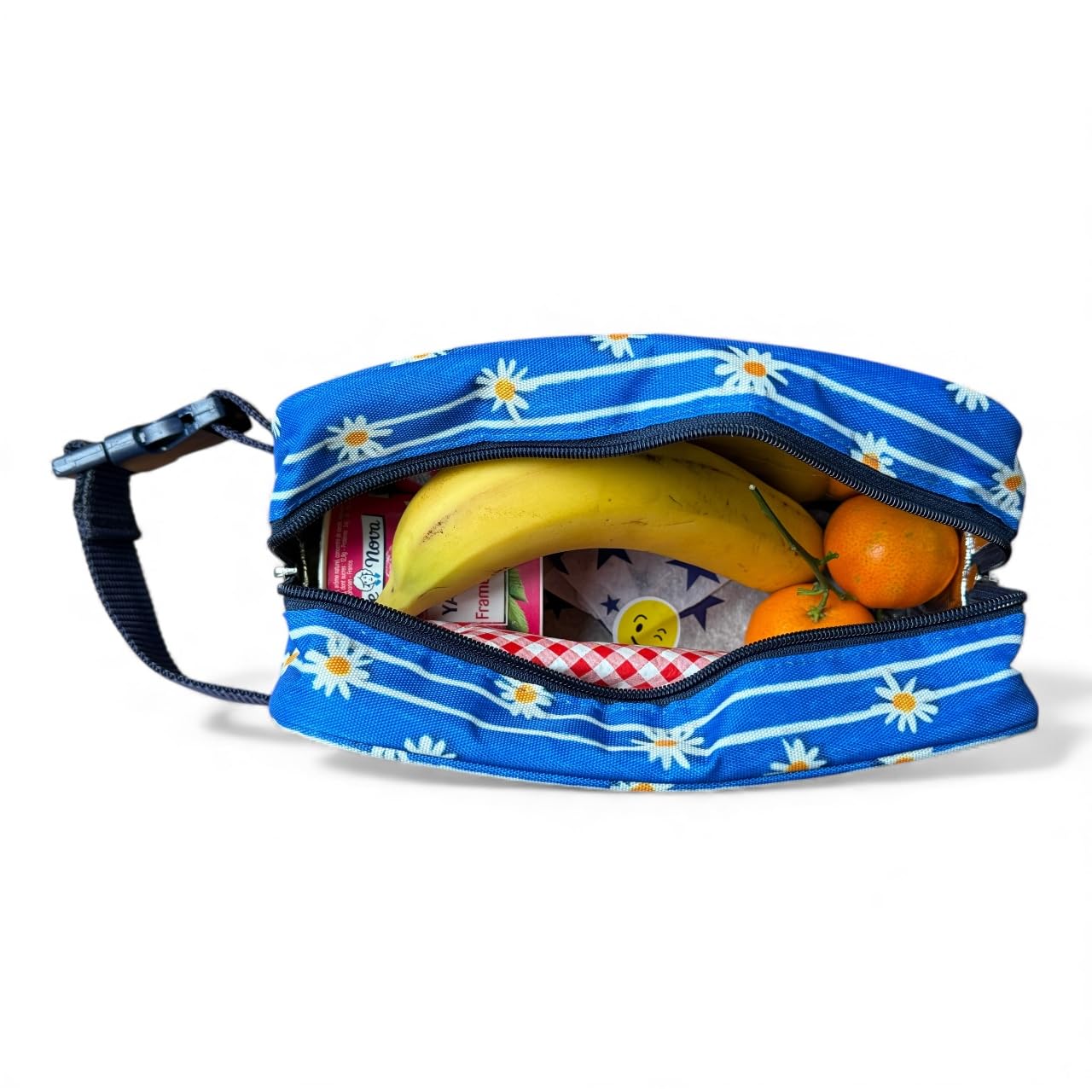Yumbox Chill Snack Bags with 2 Removable Gel Ice Packs, Flexible Cooling, Insulated Lunch Bag, Wipe Clean fabric, Lined, Zipper Closure, Buckle Strap, Daisy Print