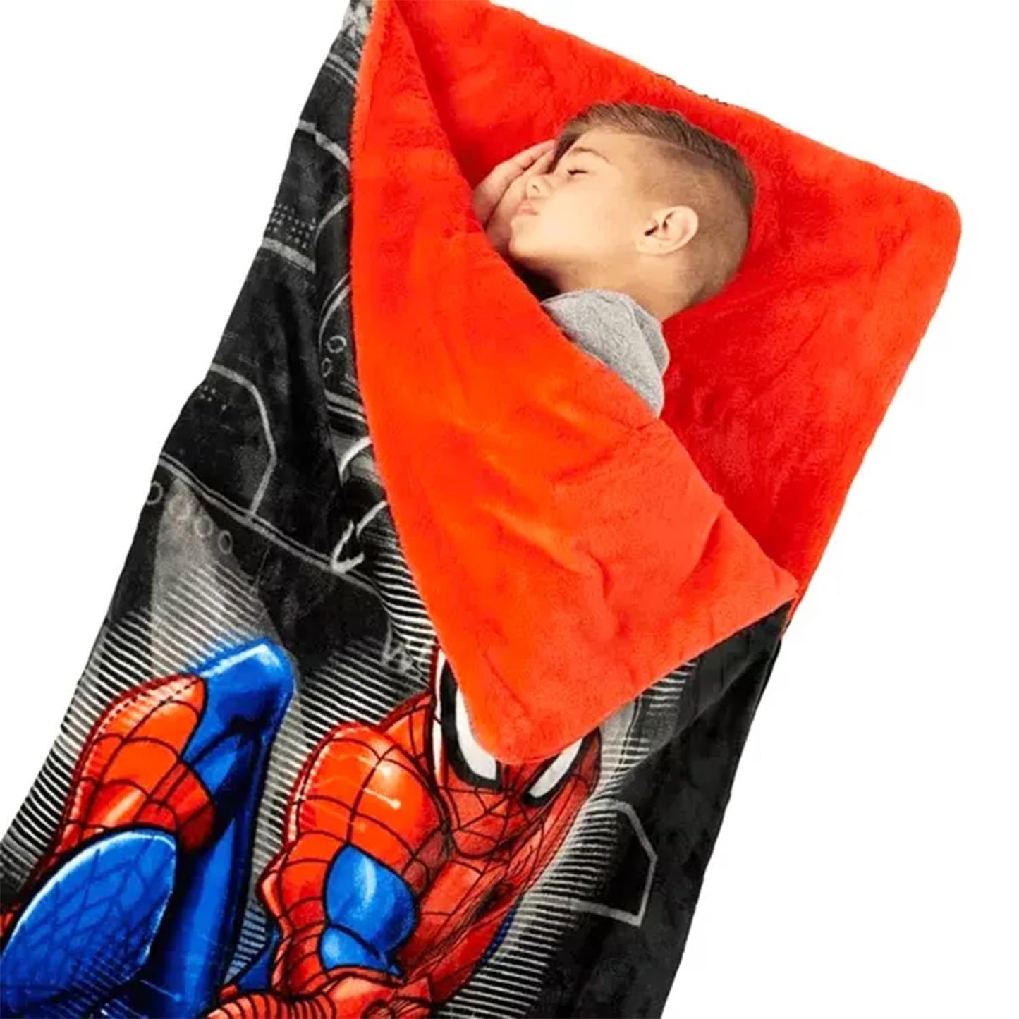 Marvel Spiderman Slumber Bag Set for Boys - Bundle of 54x56 Inches Spider-Man Sleeping Bag, Stickers, More | Spiderman Silk Touch Slumber Bag