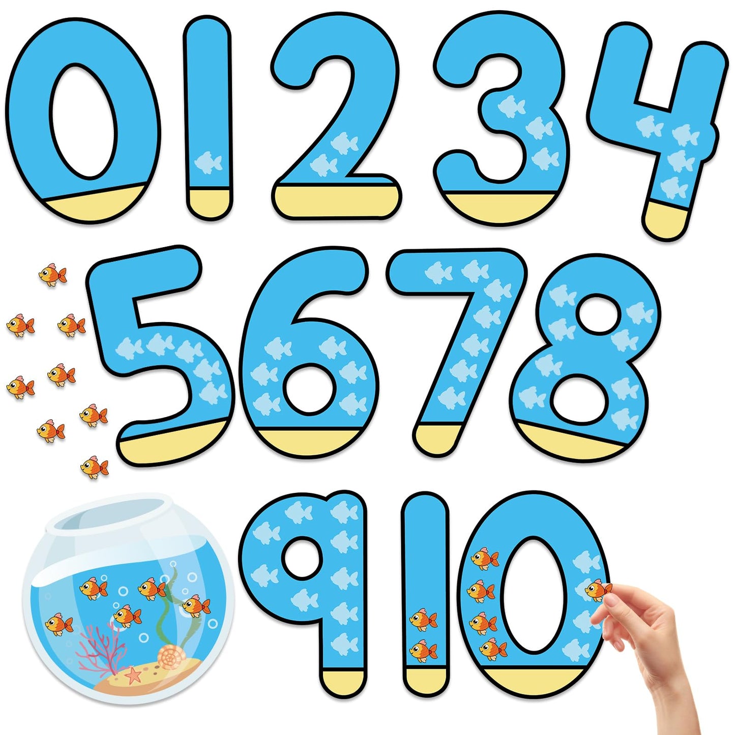 Lonfliness 32Pcs Jumbo Numbers Bulletin Board Set for Classroom Ocean Educational Learning Math Posters for Kids Numbers 1-10 Poster for Elementary School Math Classroom Wall Decor