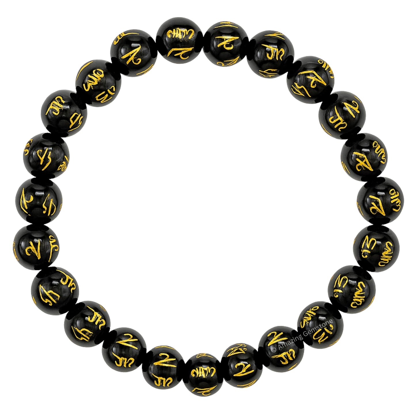 Amazing Gemstone Crystal Bracelet for Women Men's Gifts - Protection Healing Crystal Bracelet - 8mm Gemstone Beaded Stretchable Bracelet Pulseras Para Hombres Mujer Stocking Stuffers Mothers Day Gift (Black Agate (Om Mani Padme Hum))