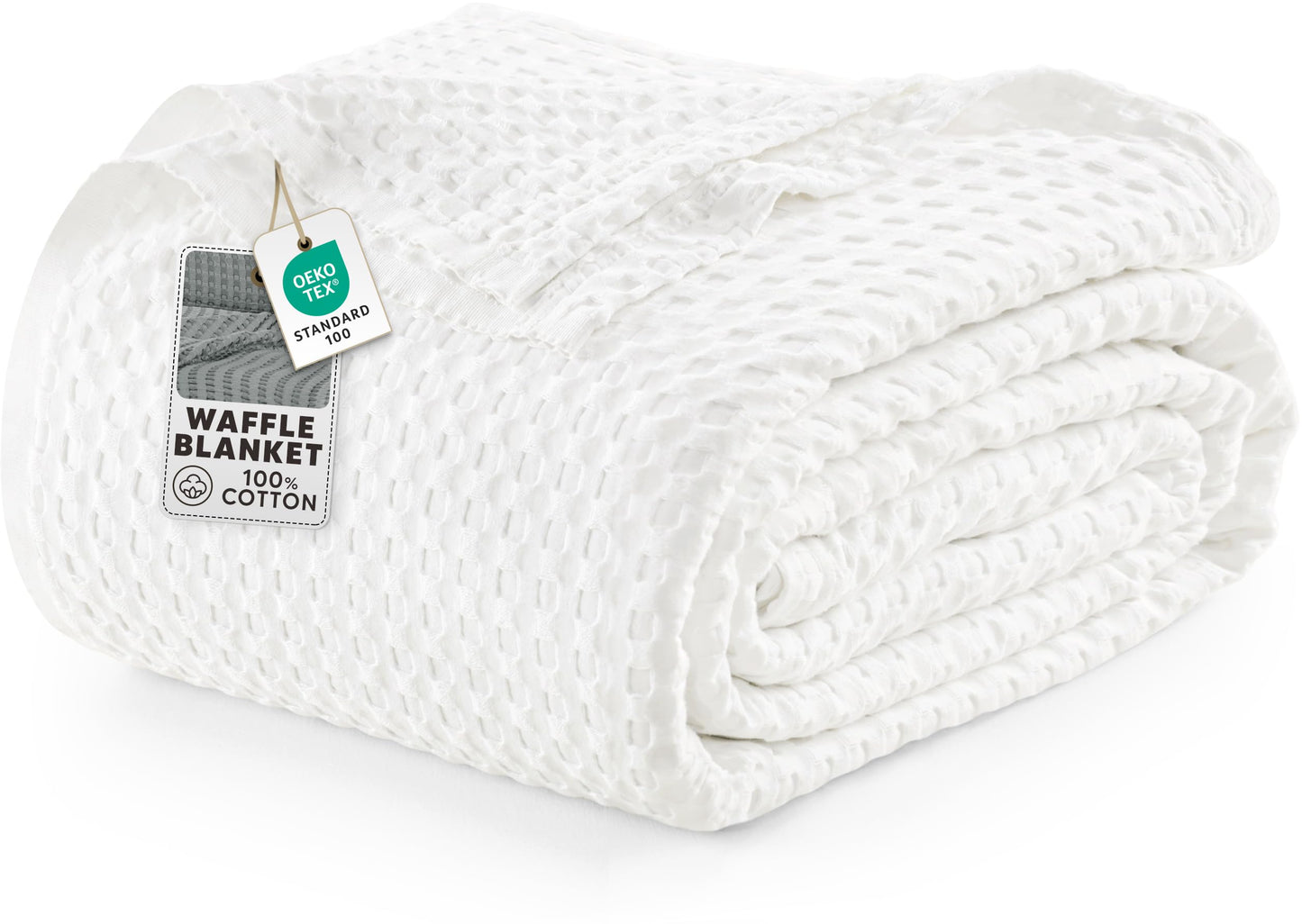 Utopia Bedding 100% Cotton Waffle Weave Blanket Queen Size for Bed - Lightweight, Breathable Summer Blankets Soft and Cozy, Gift for Mother’s Day Home Decor (White, 90x90 Inch)
