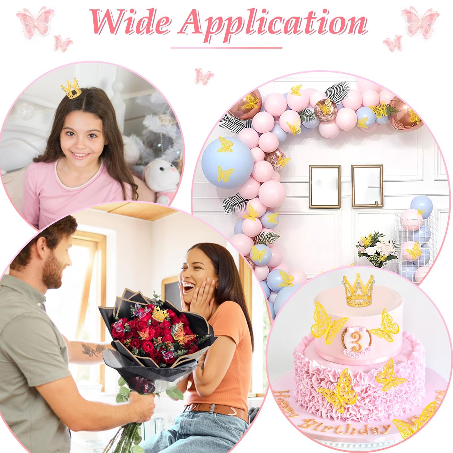 276 PCS Flower Wrapping Paper Bouquet Kit, 30 Sheets Waterproof Floral Wrapping Paper With Ribbons, Flower Pearl Pins, Bamboo Skewers, 3D Butterflies Crowns for Florist Craft Mother's Day Birthday