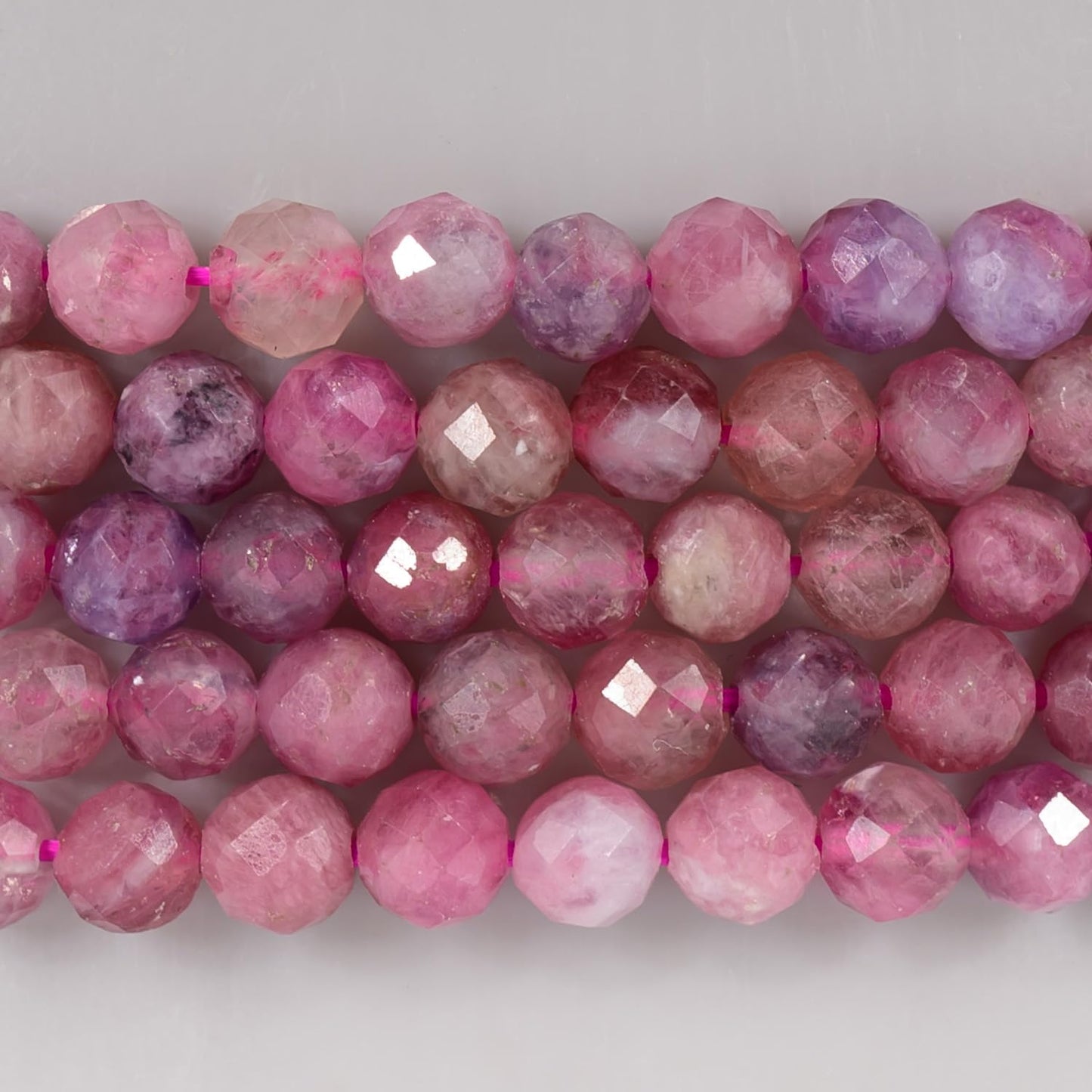 Angelstones Natural Pink Tourmaline Gemstone Stretch Bracelet, 4mm Faceted Round Beads, Crystal Healing for Women