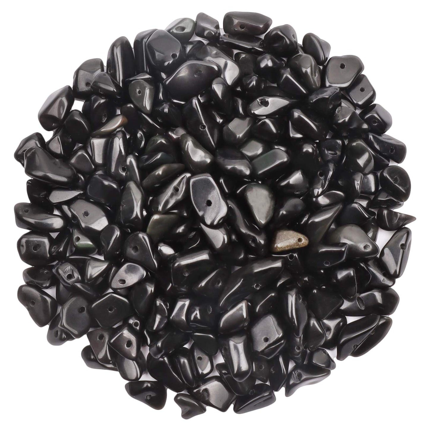 500 pcs Natural Chip Stone Beads, Black Obsidian Onyx 5-8 mm Irregular Gemstones Healing Crystal Loose Rocks Bead Hole Drilled for Jewelry Making Bracelet