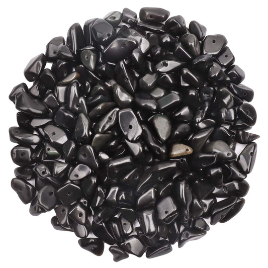 500 pcs Natural Chip Stone Beads, Black Obsidian Onyx 5-8 mm Irregular Gemstones Healing Crystal Loose Rocks Bead Hole Drilled for Jewelry Making Bracelet