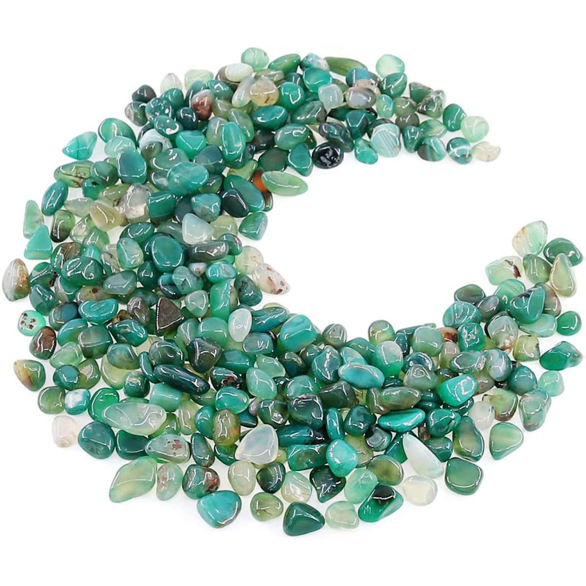 WAYBER Natural Green Agate Pebbles, 1 Lb/460g Decorative Rocks Non-Toxic Crystal Stone Irregular Quartz Gemstone Crushed Pieces Tumbled Stone Chips for Jewelry Making/Home Decoration