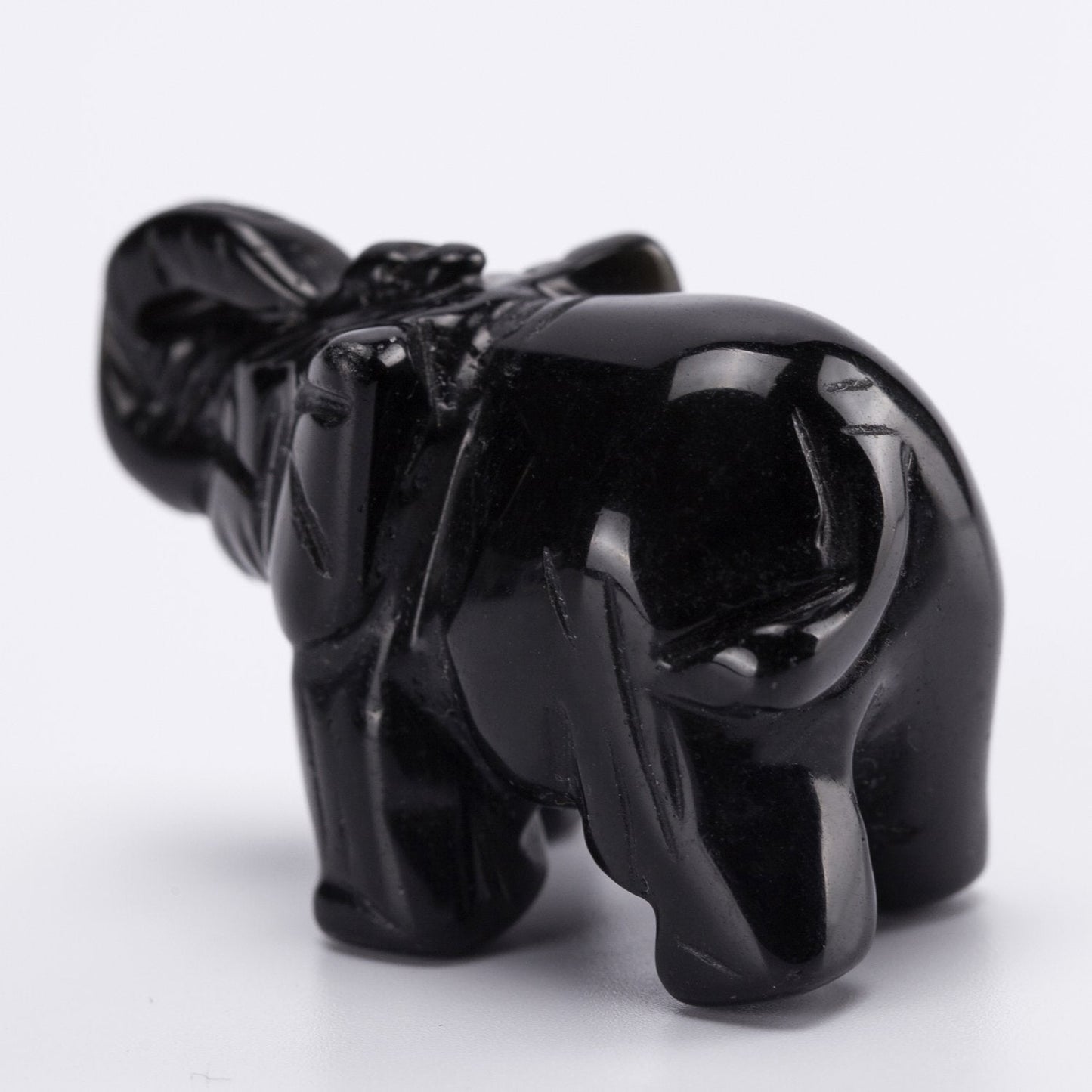 YWG Black Obsidian Elephant 1.5 Inches Statue Crafts Natural Stone Carved Figurine Chakra Carving Stones Healing Reiki