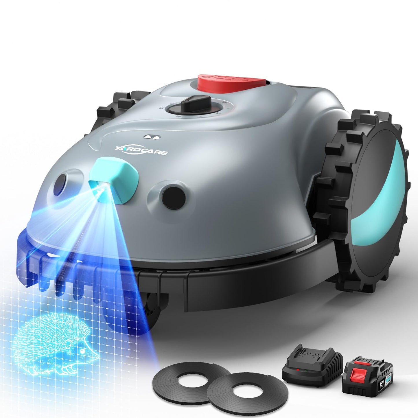 YARDCARE V100 Robot Lawn Mower with HD Vision Navigation, Smart Obstacle Detection, Collision Sensors, Adjustable Cutting Height, Low-Noise Operation—Perfect for Small Lawns up to 1,600 sq ft.