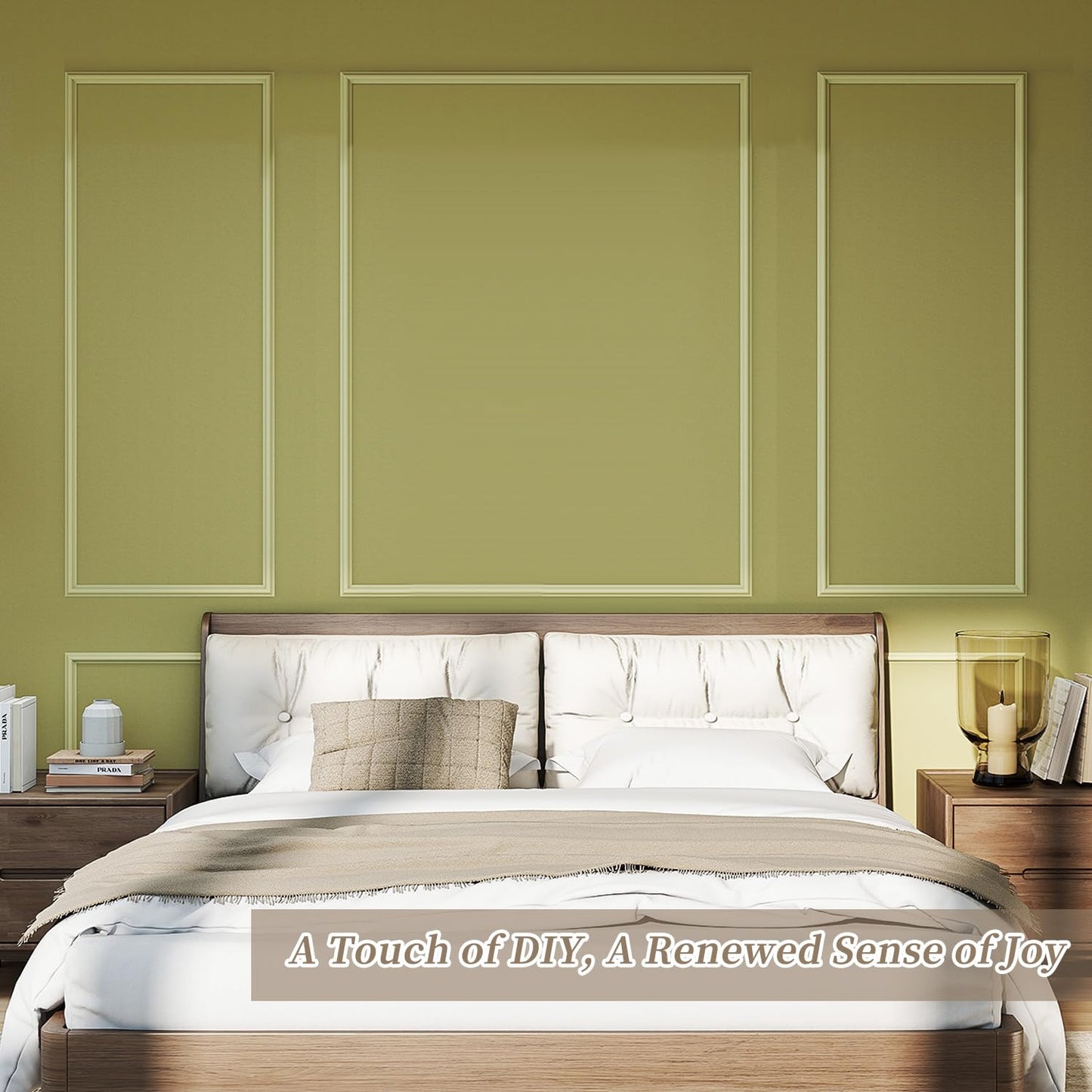 JBER Peel and Stick Wall Molding Kit of 6 pcs, Pre-Cut Wall Molding Ready-to-Assemble Wainscoting Panels, 3D Wall Trim Molding for Interior Wall Décor Living Room Bedroom Accent Wall, 3 Top 3 Bottom