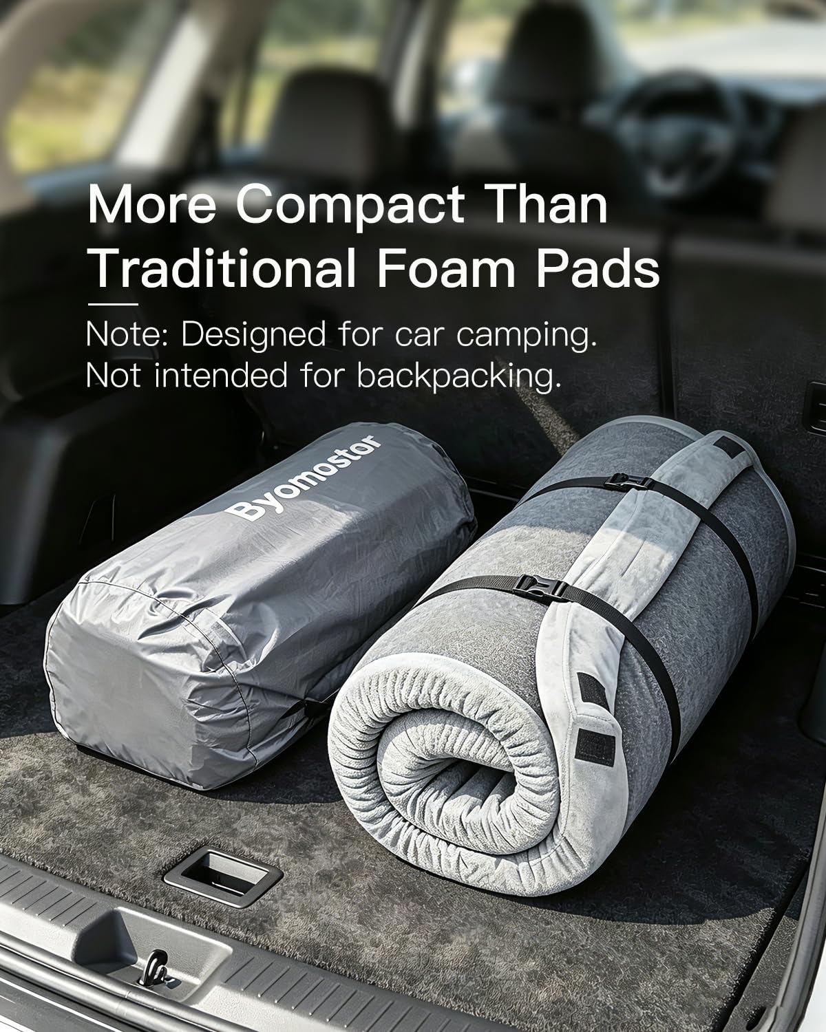 Byomostor 4" Ultra-Thick Foam & Air Camping Mattress with Built-in Rechargeable Air Pump, 9.5R Insulated Foam Air Mattress for Car, Truck, Rooftop Tent – Double Size, Portable All-Season Sleeping Pad