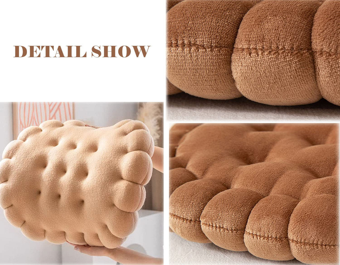 IXITON Biscuit Shaped Meditation Cushion seat Cushion Round Cookie Chair Pad Square Floor Pillow Cushion for Chair Living Room Balcony Office Sofa Yoga 16inch（40cm） (Round, Brown)
