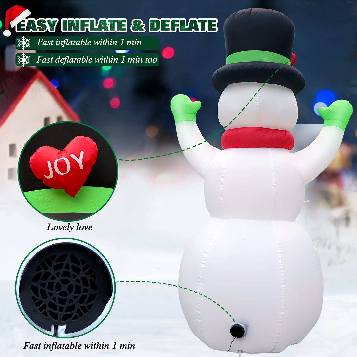 FunFanso 7 FT Christmas Inflatables Snowman Outdoor Decorations, Giant Blow up Snow Man Yard Decor Built-in Bright LED Light Wear Magic Hat, Weatherproof Holiday for Garden Patio Lawn Party Xmas Gifts