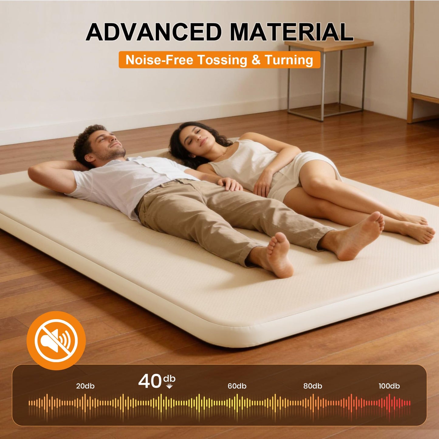 TOBTOS High-Support Full Size Camping Air Mattress, 3" Thick No Sagging Inflatable Mattress with Manual Pump, Double Sleeping Pad for Camping, Home, Hiking