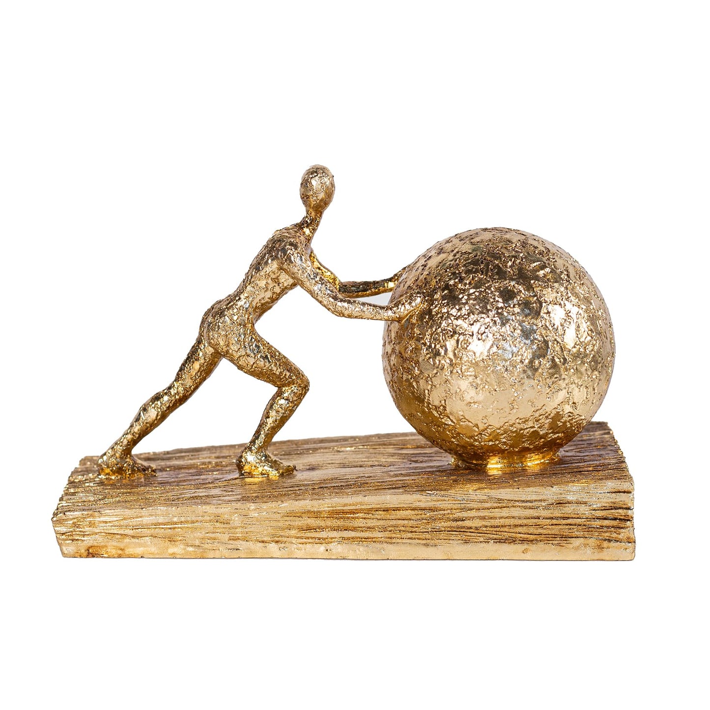 Hebdids Man with Sphere Iron Statue Metal Sculpture Sportsman Art Metal Ornament Figurine Home and Office Decor （Golden）