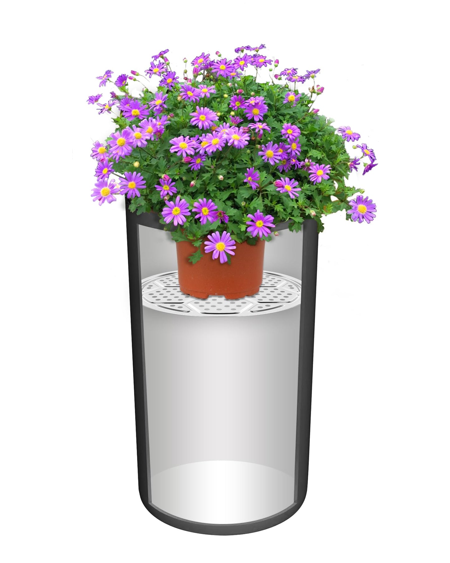 KOROI 4 Packs Planter Insert for Large Pots,Plant Pot Insert 13" Stainless Steel Durable Flower Pot Filler & Plant Riser with Drainage Holes to Elevate Plants to Reduce Soil Usage(13 inches*4 Packs)