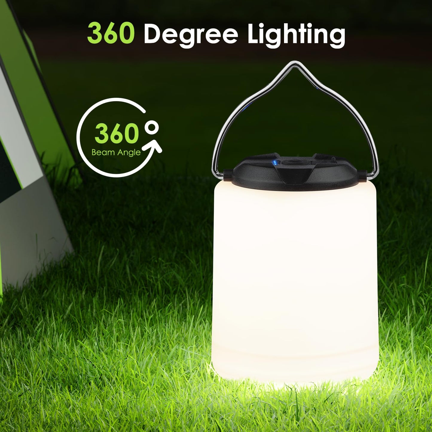 BOBKID LED Camping Lantern, Rechargeable Camping Light, 4 Modes Outdoor Flashlights Lanterns with 1000LM, Water Resistant Portable Emergency Camp Light for Hurricane Hiking Survival Kits - Black