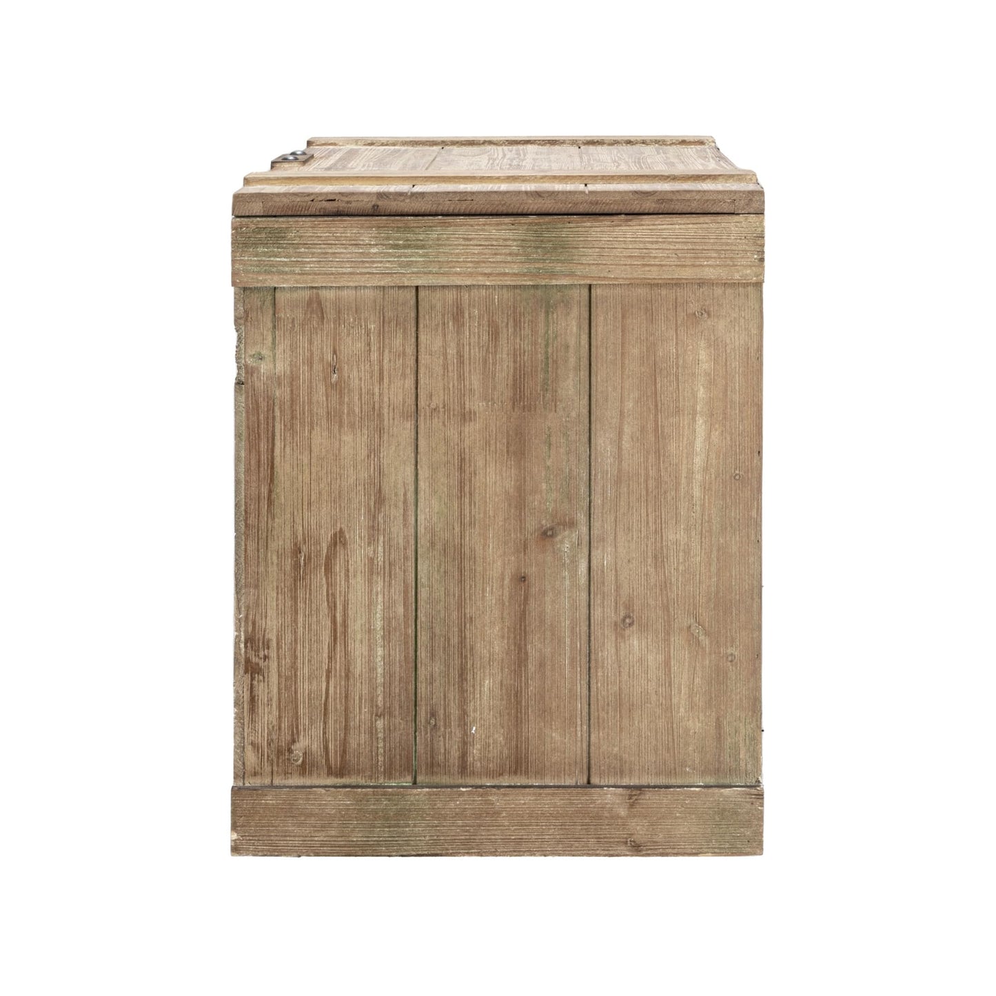 Household Essentials Antiqued Decorative Trunk, Large, Chinese Fir Panel and MDF, Smooth Backing and Metal Hinge Accent, Flat Top and Stay-Open Lid