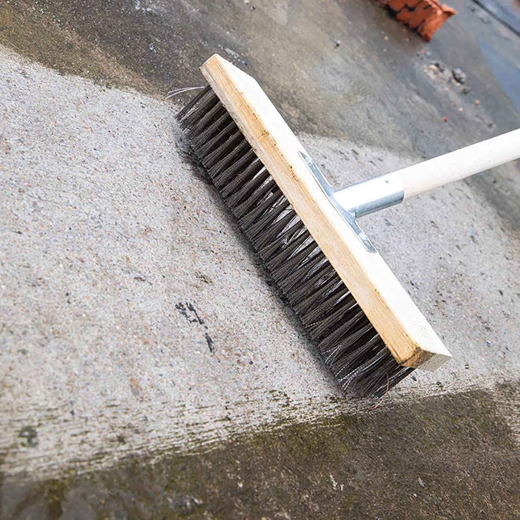 12" Heavy-Duty Rough Surface Floor Brush,Stainless Steel Wire Large Deck Scrub Brush 12" x 2.7” Removes Snow, Dirt & Grime on Drivways, Steps, Patios, Decks, Tile, Cement Without Stick (12")