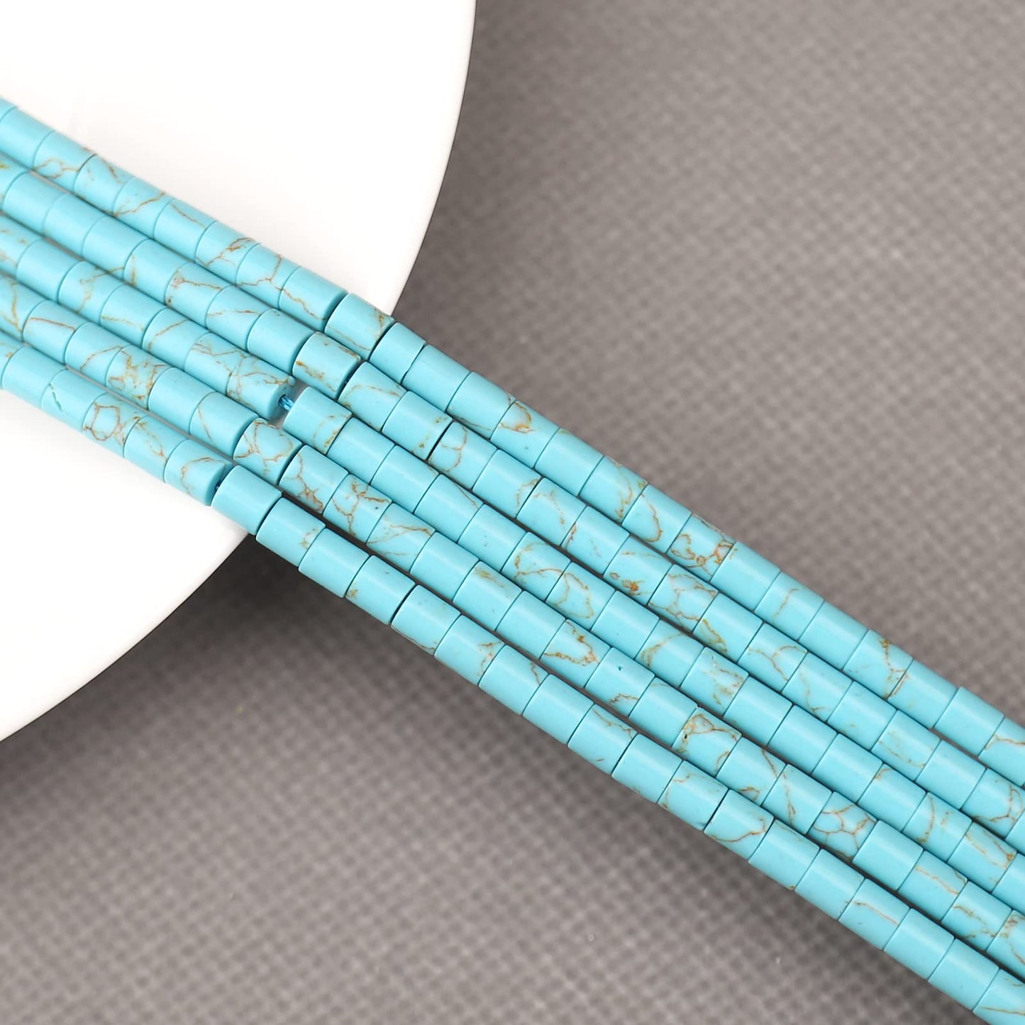 Natural Blue Turquoise Spacer Beads, Loose Semi Precious Flat Round Gemstone Heishi Disc Stone Beads for Beading Jewelry Making 4mm*4mm 38cm
