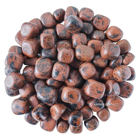 Karma Gems 1lb Mahogany Obsidian Tumbled Stones-Polished Stones for Positive Energy-Crystal Kit for Fresh Mind & Restful Sleep-Healing Stone for Chakra Balancing-Ideal for Gift & Home Decor (15-25 Mm)