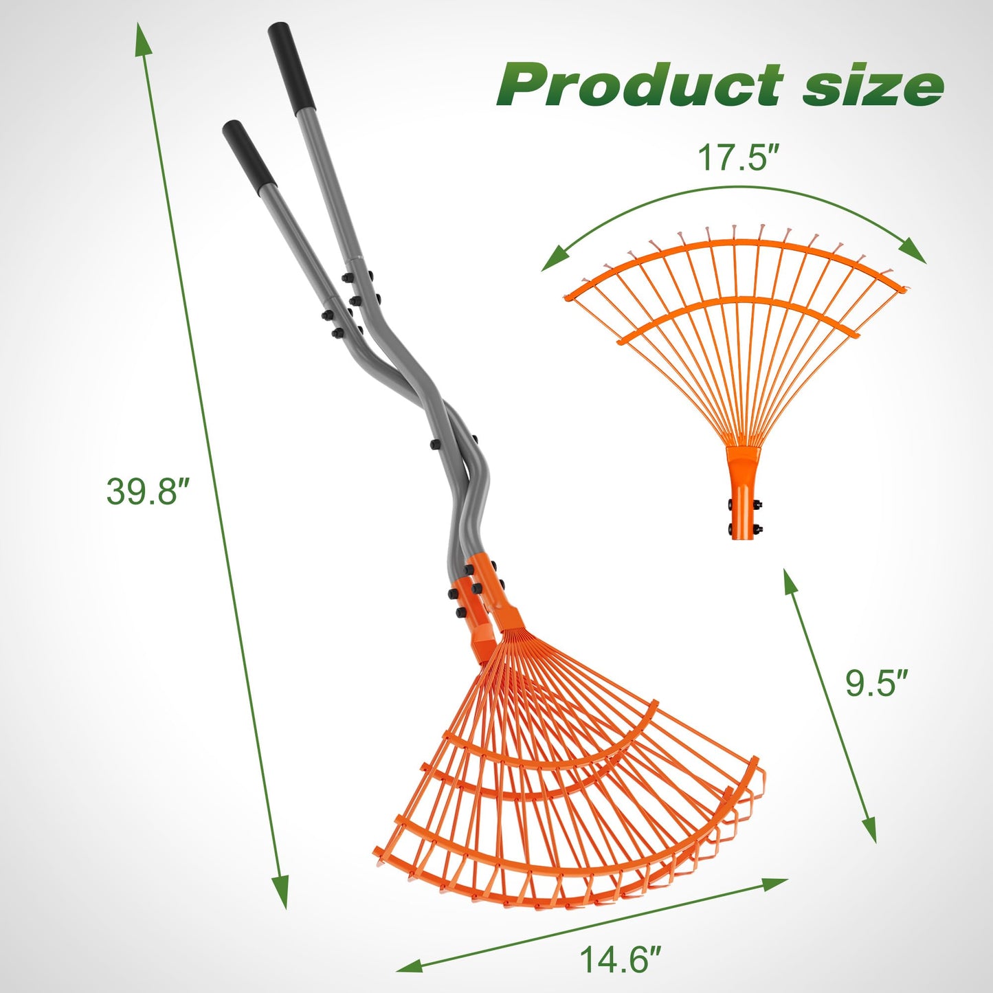 Walensee Rake for Leaves, Heavy Duty Leaf Picker Upper & Leaves Scooper, Leaf Grabber with Long Steel Handle, Multi-Use Garden Claw and Hands Rake for Lawn & Yard Shrub Cleanup