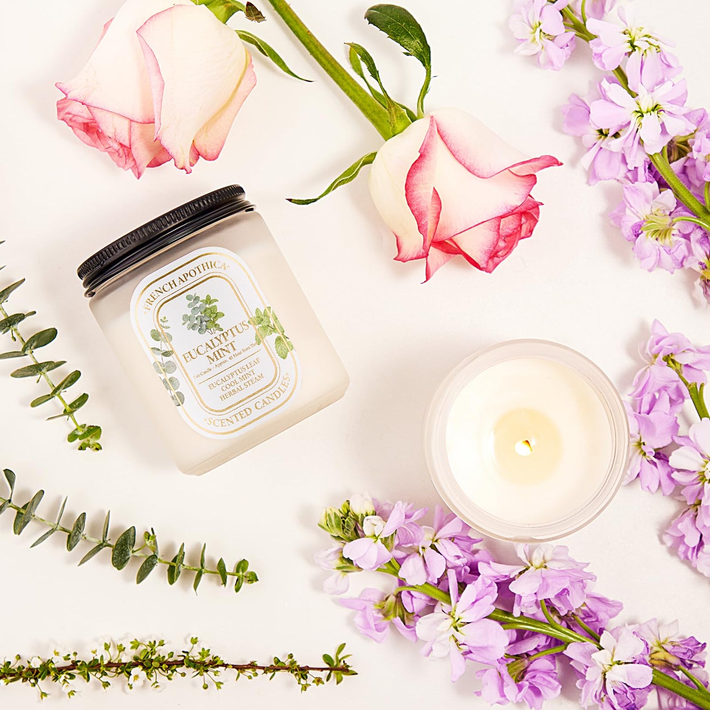 Scented Candle Gift Set, 4 Pack 7oz Natural Soy Wax Aromatherapy Candles, Fresh Linen, Ocean Breeze, Cherry Blossom, Eucalyptus Mint, Ideal Gifts for Women