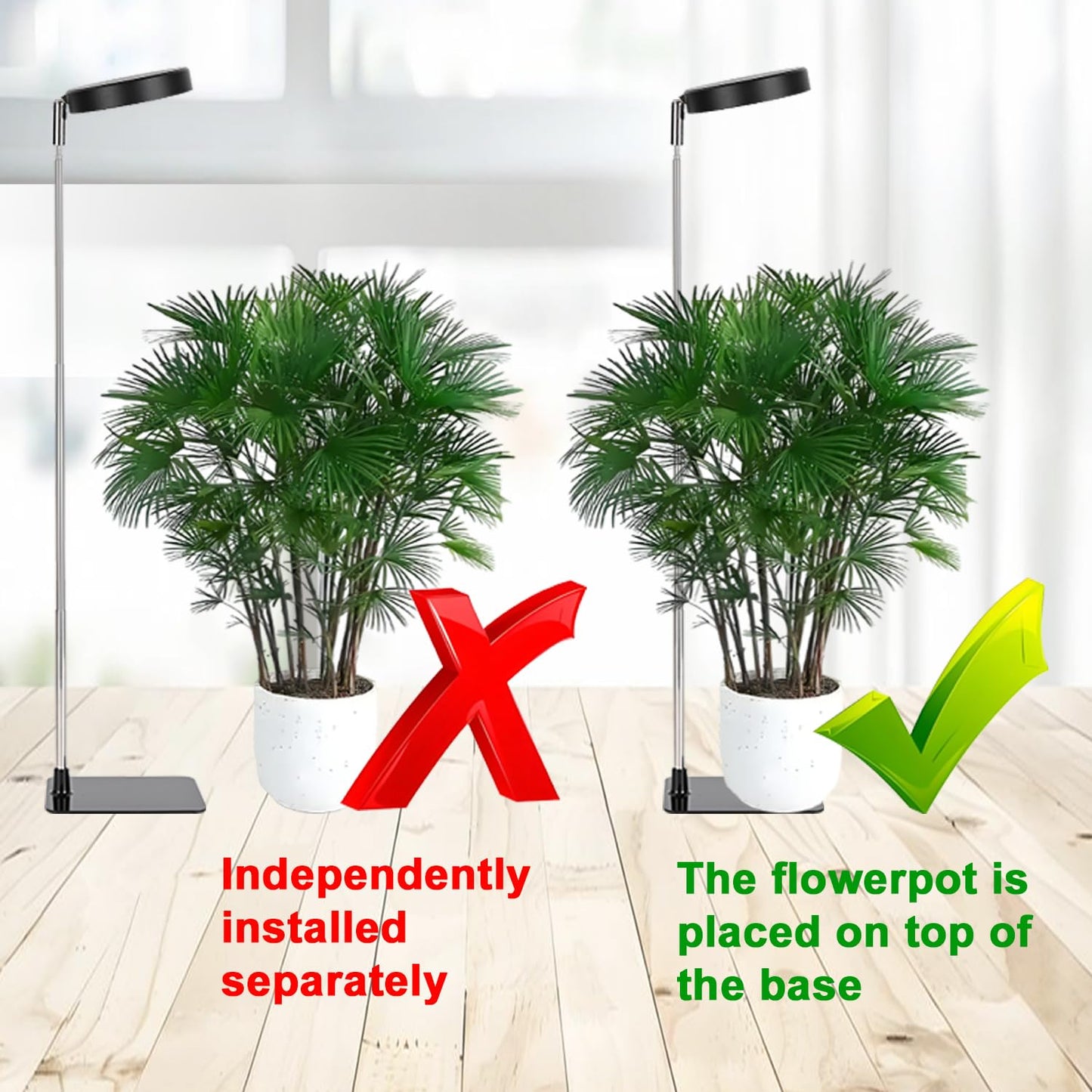 LED Grow Lights for Indoor Plants Full Spectrum, 48 LEDs Plant Light for Indoor Plants with 2 Mounting Options, 3 Optional Spectrums, 3/9/12Hrs, 10 Brightness,6.7"-26" Height Adjustable （black）