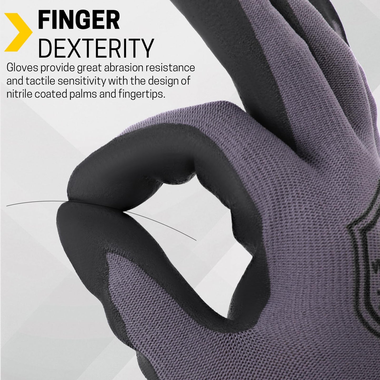 FURWEY Safety Work Gloves,16 Pairs Micro-Foam Nitrile Coated Glove for Men and Women, Touchscreen, Ideal for Warehouse Package Handling，Construction, Gardening, Small