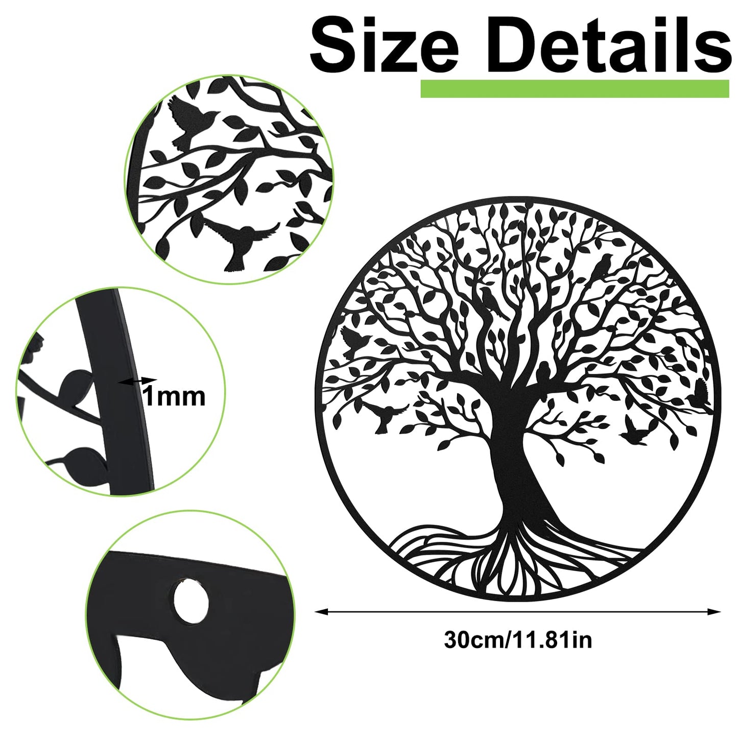 Demissle Tree of Life Metal Wall Art 11.8 Inch Wall Hanging Family Tree Wall Decor Hanging Garden Sculptures for Bedroom Living Room Decor Indoor Outdoor Decoration Christmas gift