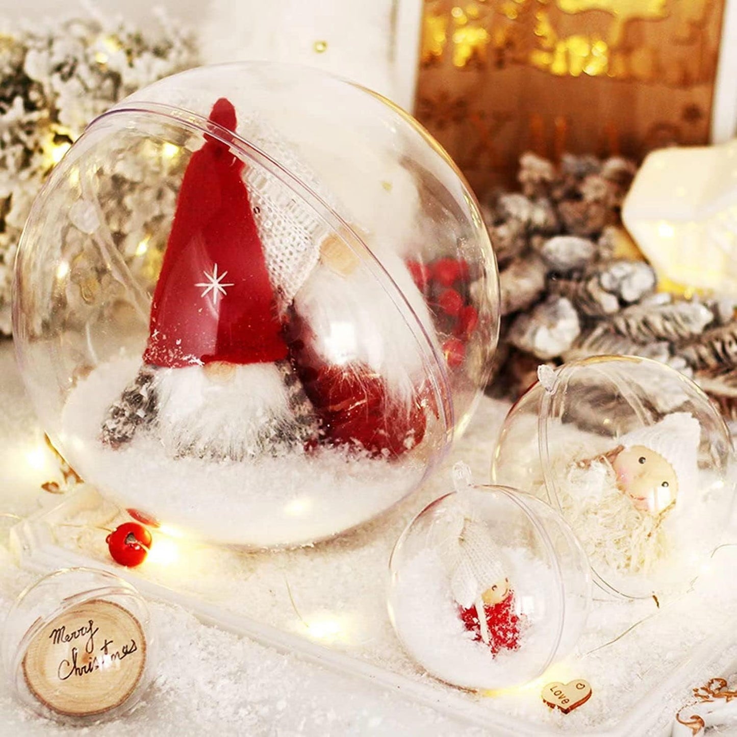 30 PCS Clear Christmas Ornaments Balls, 8cm, 6cm, 5cm Clear Fillable Plastic Ornaments Ball, DIY Christmas Decorations, Hanging Ornaments for Crafts