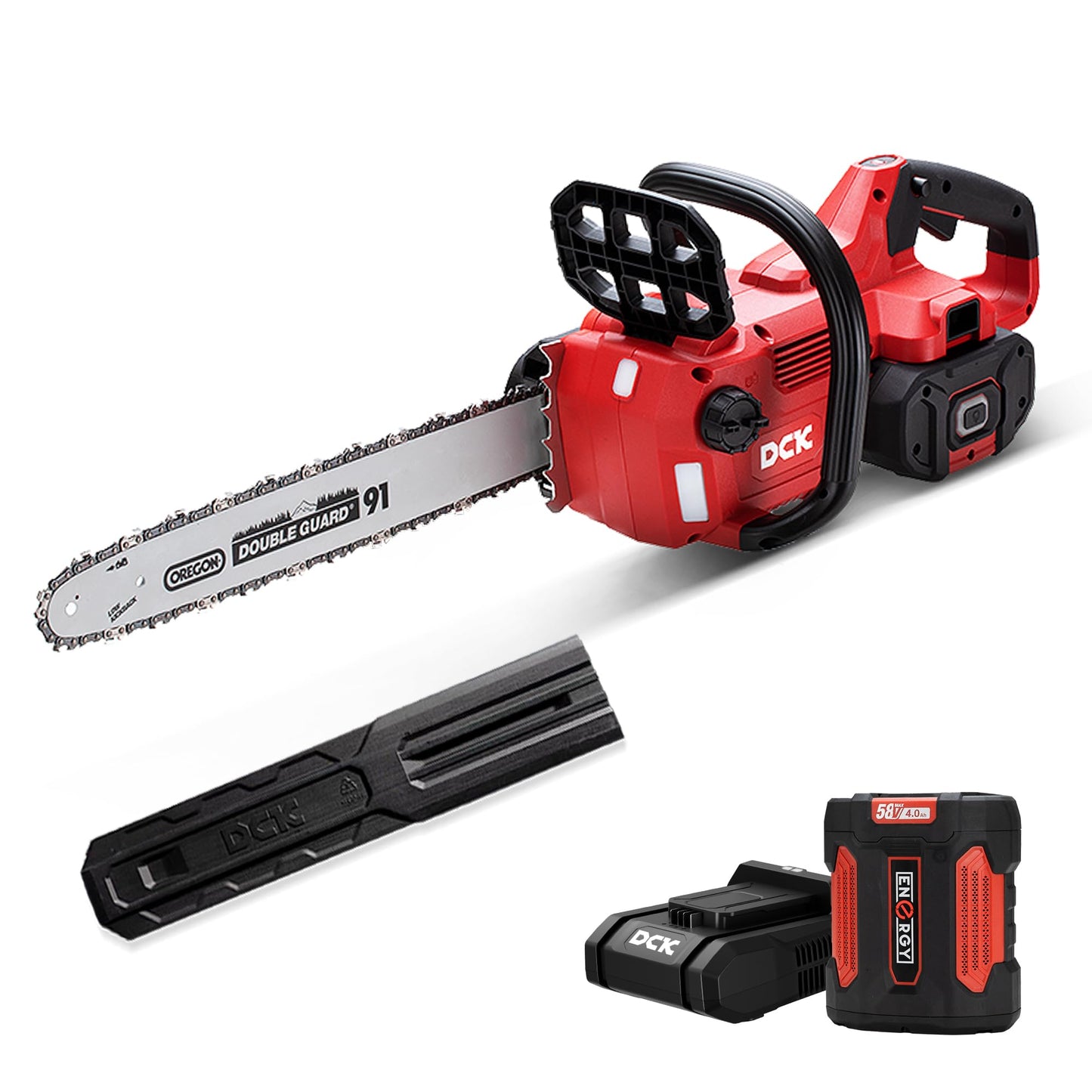 DCK 58V Cordless Chainsaw Electric Brushless Chain Saw, 16 Inch Battery Powered Chainsaw with 4.0Ah Battery and 5A Charger for Wood Cutting, Light Felling, Limbing, Firewood, Pruning (KDCS58161BDM)