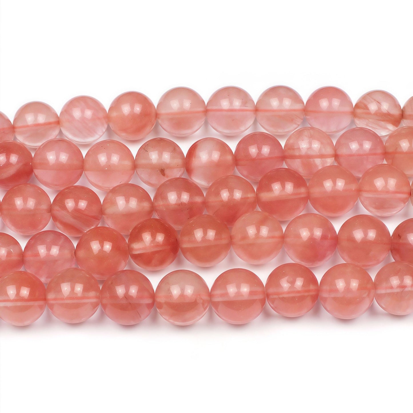 MJDCB Stone Beads Pink Crystal Round Loose Beads for Jewelry Making DIY Bracelet Necklace (10mm)