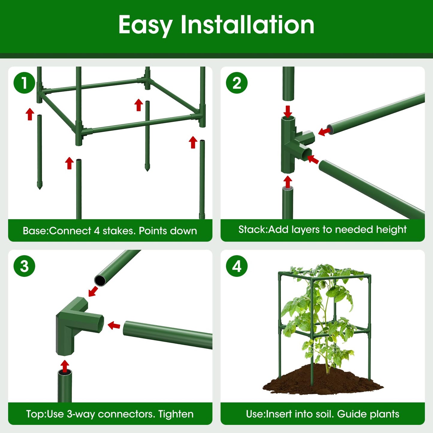 MQHUAYU 2 Pack Tomato Cage for Garden Support, 43 inch Tall Adjustable Plant Support Stakes, Tomato Trellis Extra Bold for Climbing Vegetables Plants Flowers