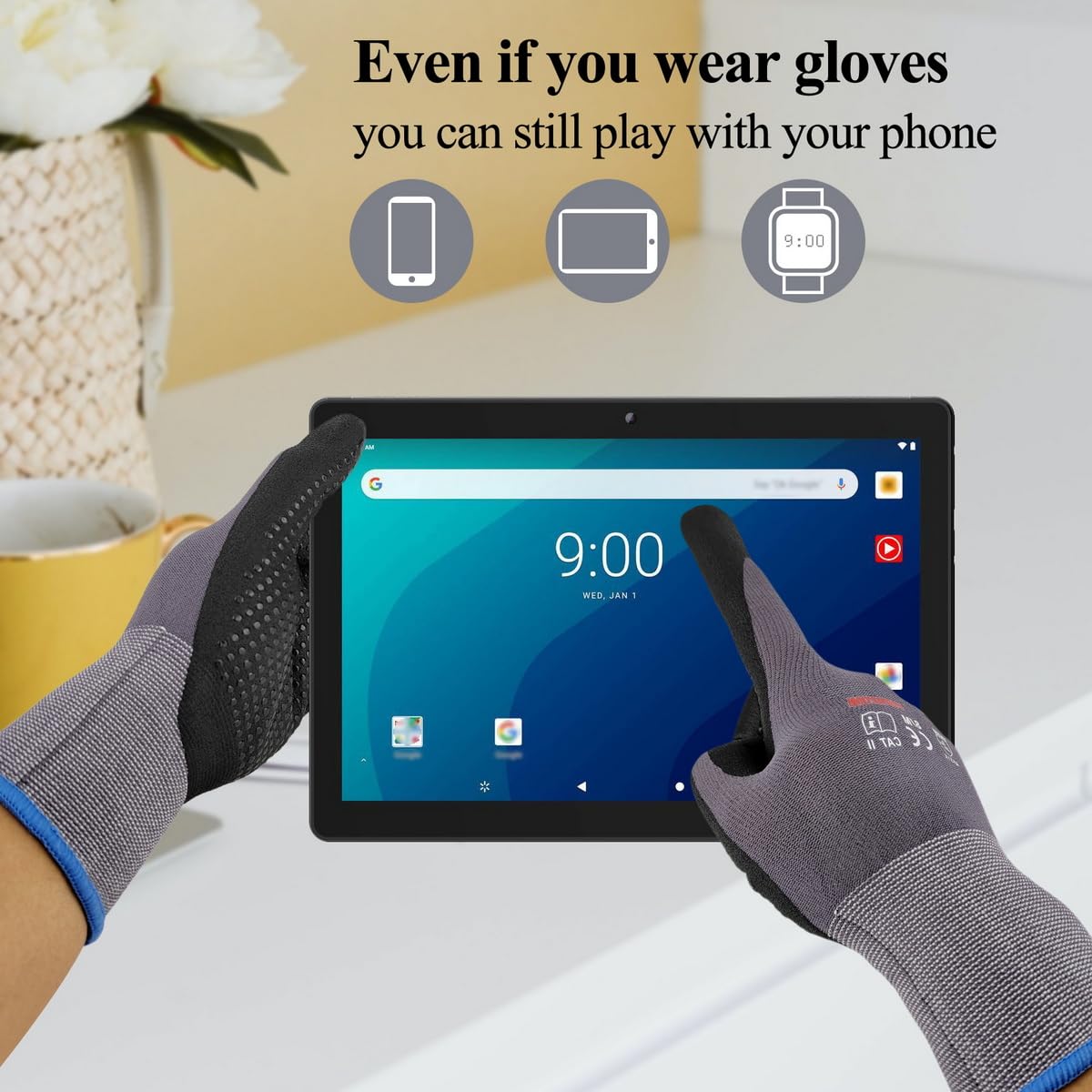 Gasoline Safety Work Gloves Extra Micro-Foam Nitrile Coated-12 Pairs,Endurance Seamless Knit Nylon Spandex,Dots on Palm, Dot Grip Gloves，Work Gloves Men and Women (12, XL)