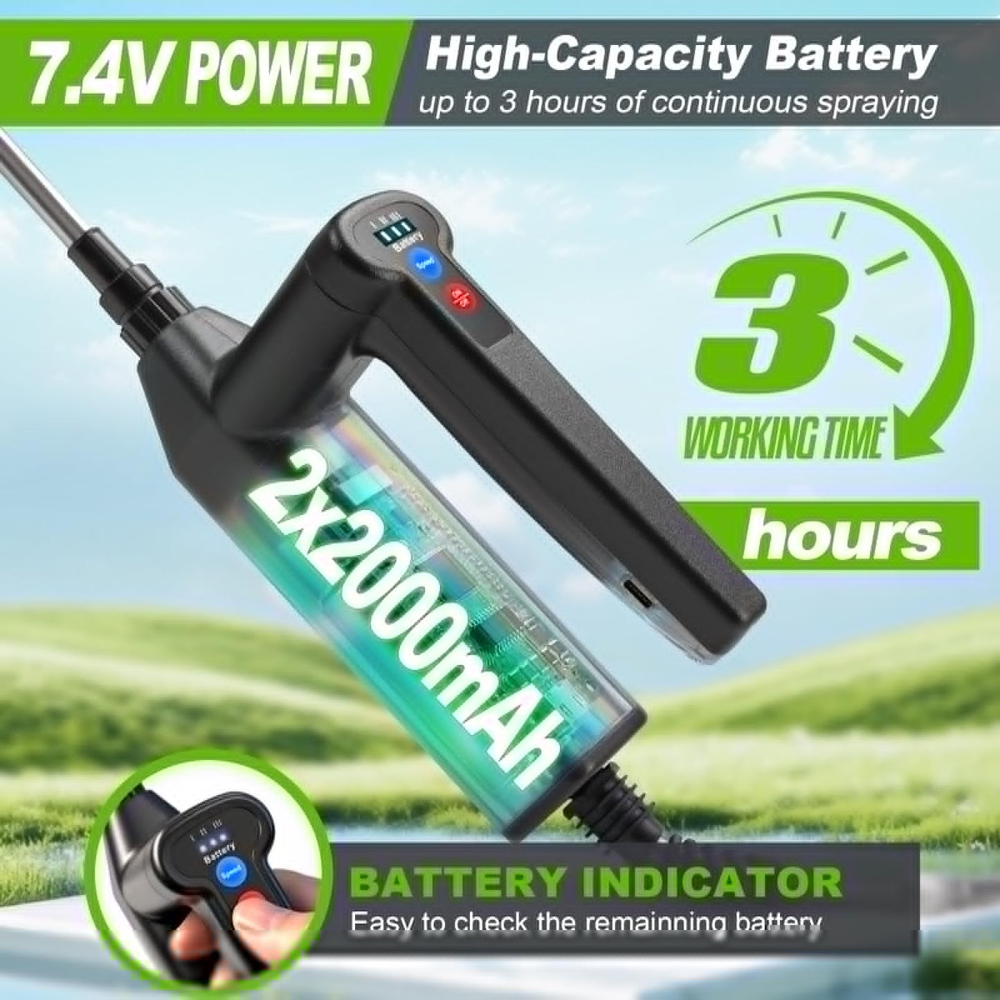 VAXMAY Battery Powered Sprayer 3.2 Gallon, Backpack Sprayer with 3 Adjustable Forces, Battery Indicator, 5 Mist Nozzles, 41" Retractable Wand, USB Rechargeable Garden Sprayer for Weed Lawn Yard