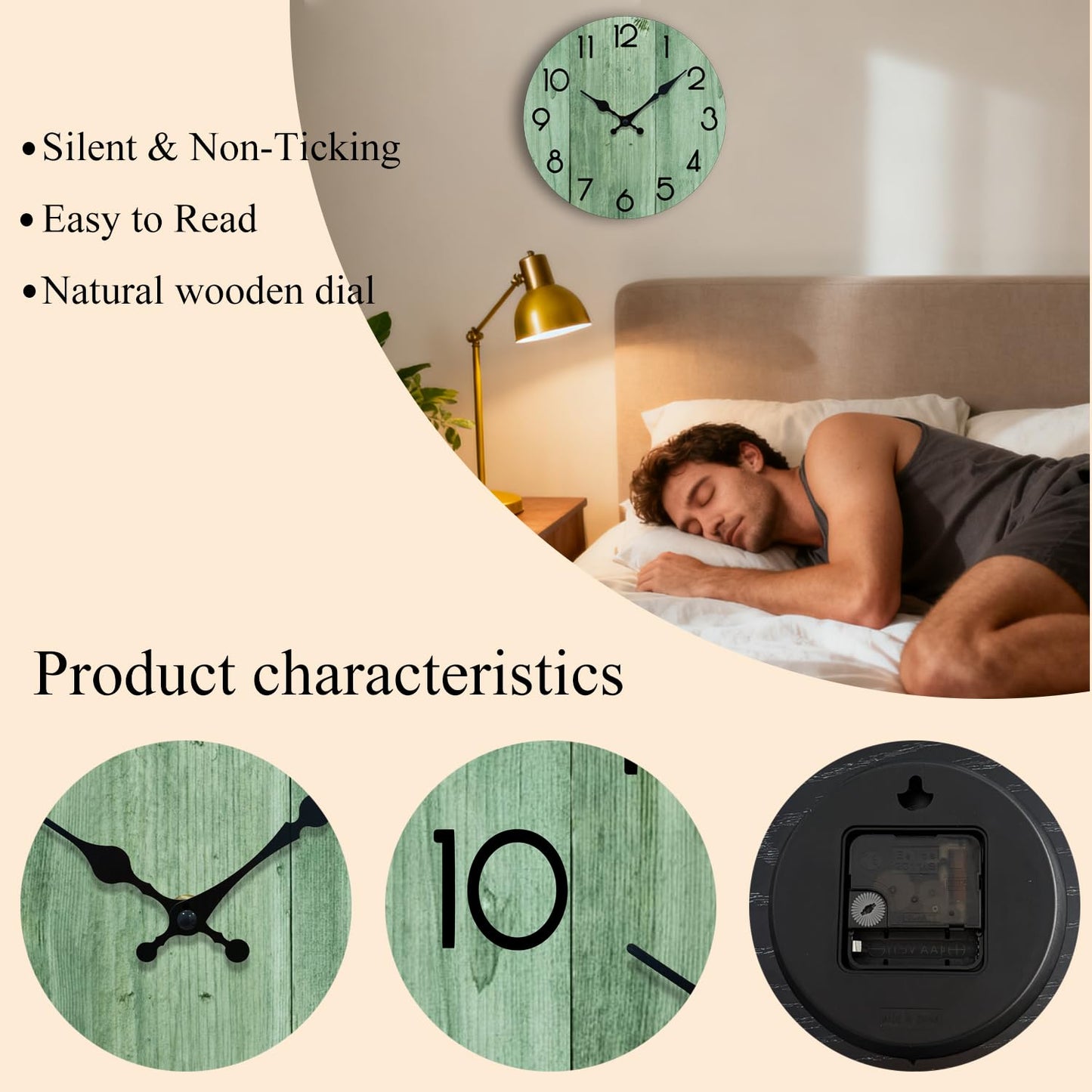 TGHHPC Wall Clock, Modern Wall Clocks Battery Operated, Silent Non Ticking Clock Decorative for Living Room, Office, Home, School 8 Inch (Light Green)