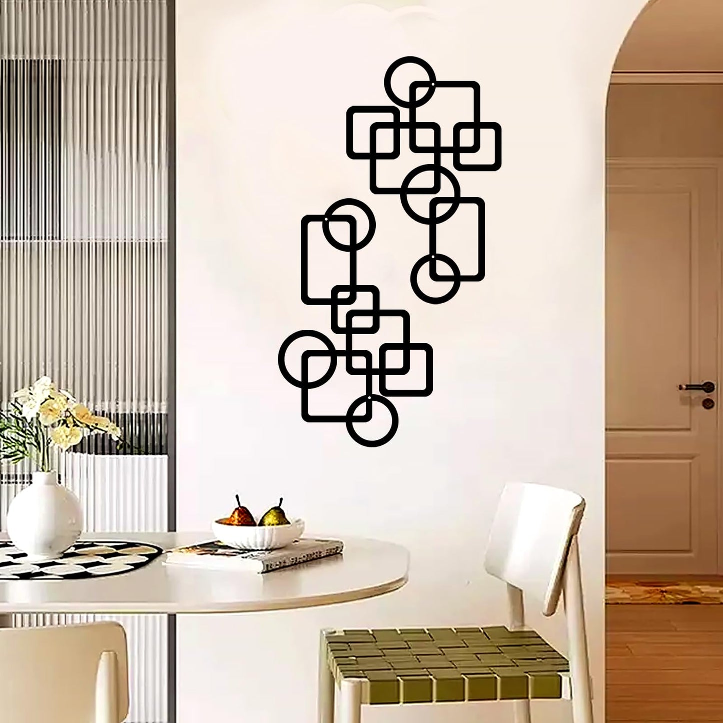 YIYA 2 PCS Black Abstract Metal Wall Art Decoration Minimalist Decor 3D Textured Square Logo Metal Wall Sculpture，for Living Room Bedroom Bathroom Study Room